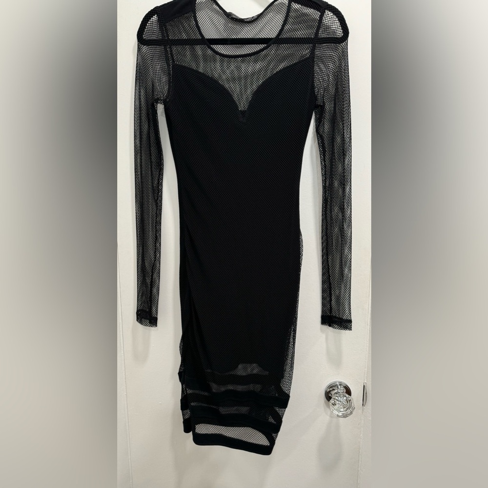 Guess black mini mesh dress